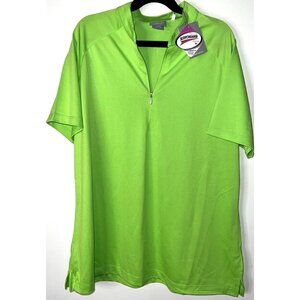 Page & Tuttle Neon Green Quarter-Zip Polo Large Scotchgard Protection